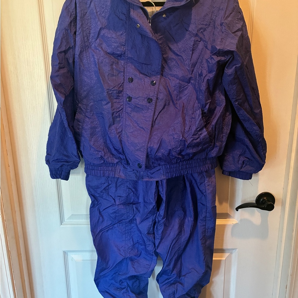 💜 VINTAGE 80s/90s PURPLE WINDBREAKER TRACKSUIT – SIZE SMALL 💜
